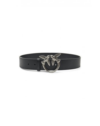 PINKO - Leather Belt LOVE BERRY SIMPLY H4 - Black/silver