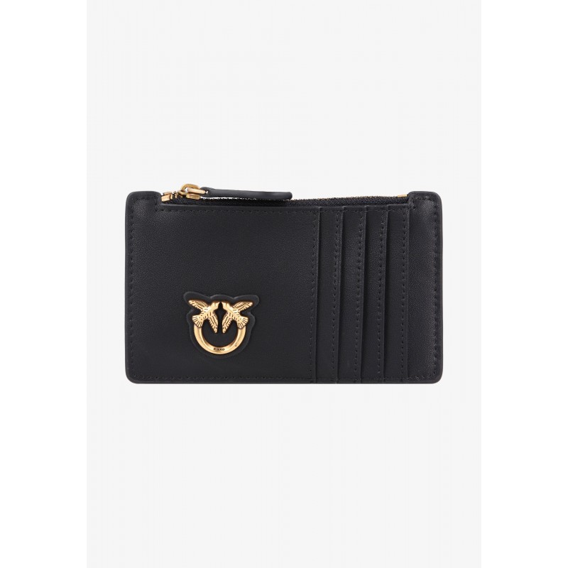 PINKO - AIRONE Leather Cardholder - Black/Gold