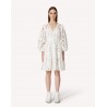 RED VALENTINO - COTTON DRESS WITH CUT OUT EMBROIDERY - WHITE