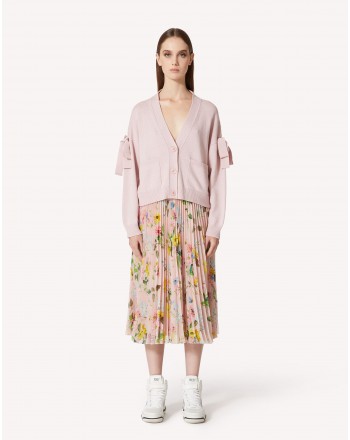 RED VALENTINO - PLEATED SKIRT IN GEORGETTE - NEW ROSE