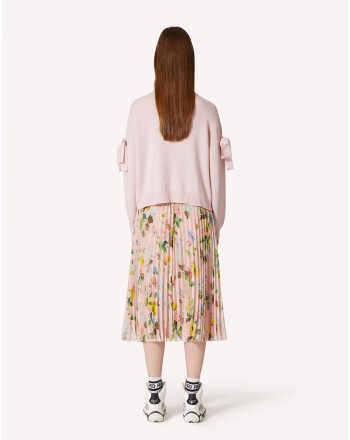 RED VALENTINO - PLEATED SKIRT IN GEORGETTE - NEW ROSE