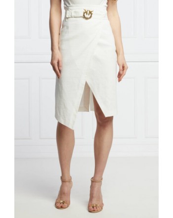 PINKO - IVRA Linen Midi Skirt - White