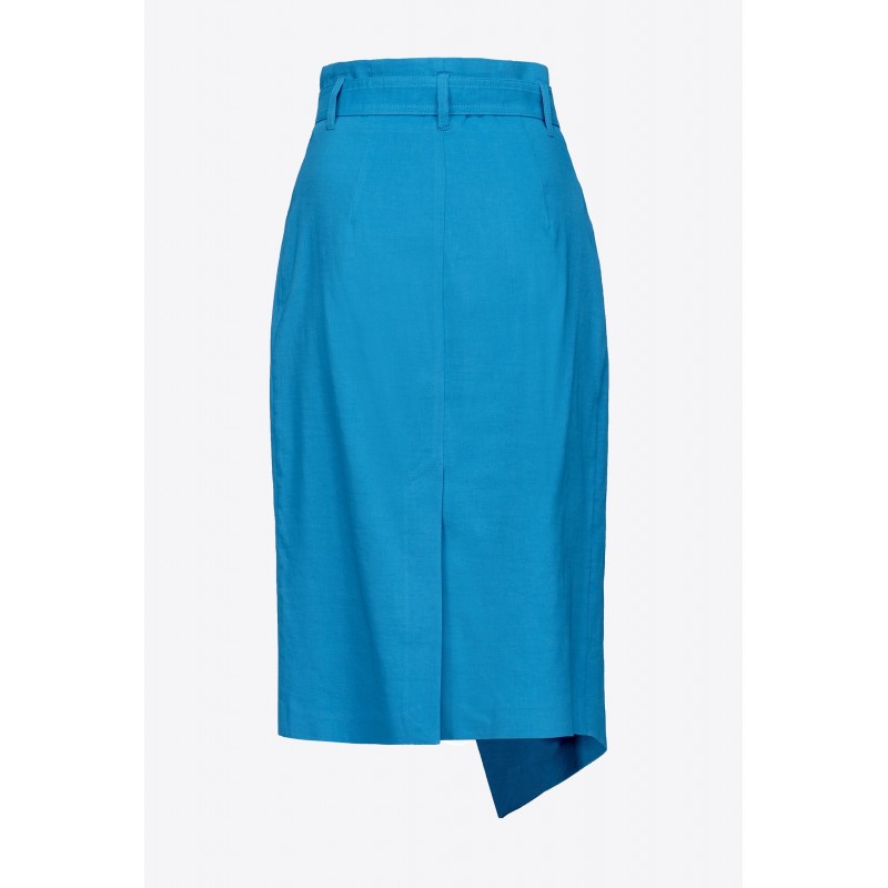 PINKO - IVRA Linen Midi Skirt - Light Blue