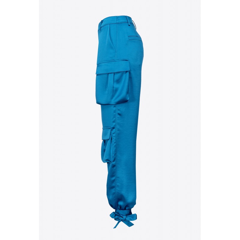 PINKO - Pantalone Cargo in Raso PANCIUTO - Light Blue