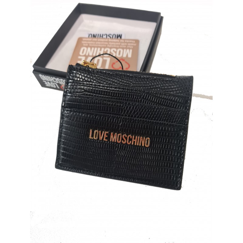LOVE MOSCHINO - Snake Patterned Card Holder - Black