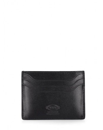 TOD'S - Leather Credit Card Holder with Logo - Black