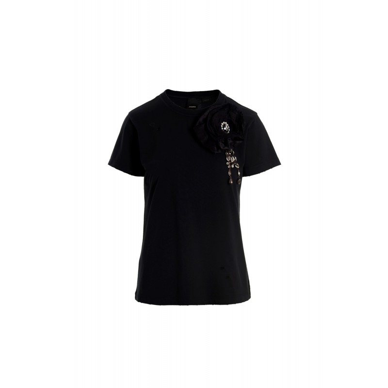 PINKO - T-Shirt in Cotone TERRIBILE - Nero Caviale