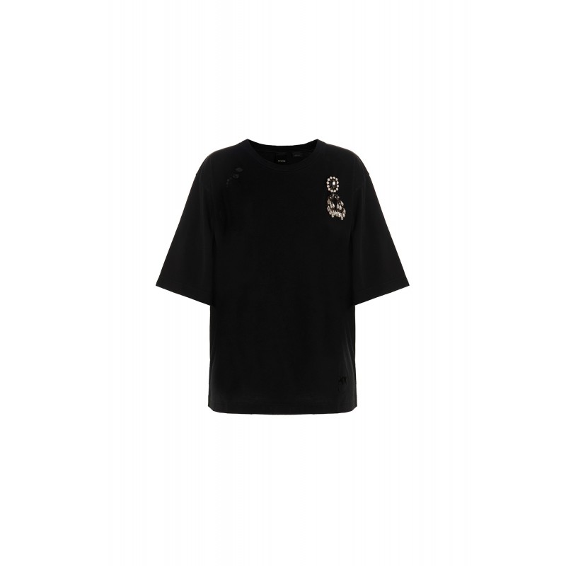 PINKO - TRIVIALE Cotton T-Shirt - Caviar Black