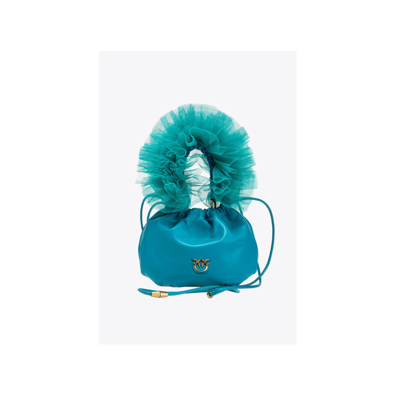 PINKO - SOFT TOUCH MINI Leather Bag - Turquoise/Gold