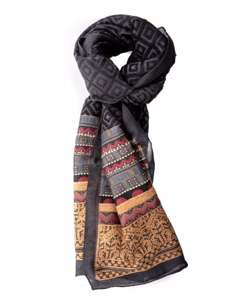 ETRO - Jacquard Wool scarf - Brown/Black