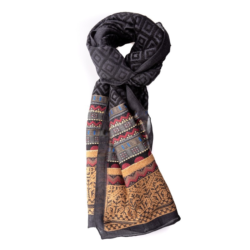 ETRO - Jacquard Wool scarf - Brown/Black