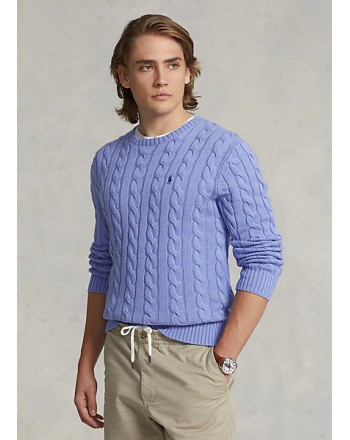 POLO RALPH LAUREN - Cable knit cotton sweater - Layette Blue