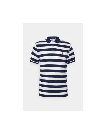 POLO RALPH LAUREN - Custom slim fit striped polo shirt - White/navy