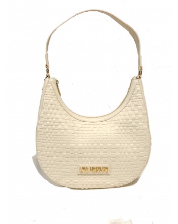 LOVE MOSCHINO - Beaded Faux Leather Hobo Bag - Ivory