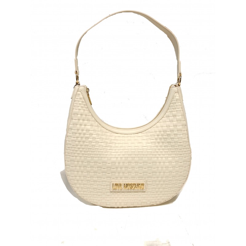 LOVE MOSCHINO - Beaded Faux Leather Hobo Bag - Ivory