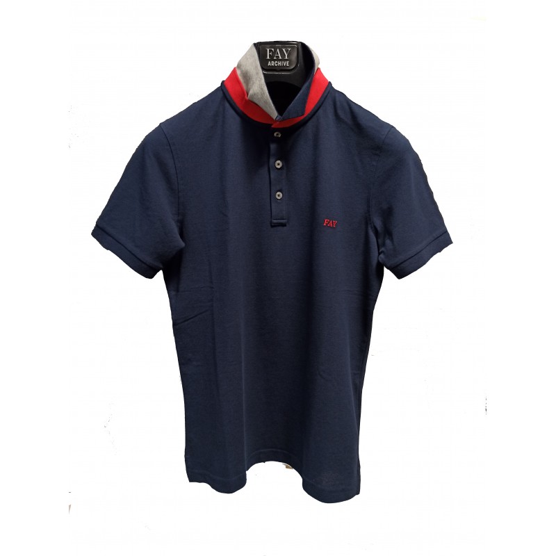 FAY - Cotton Polo Shirt with Matching Collar - Biro