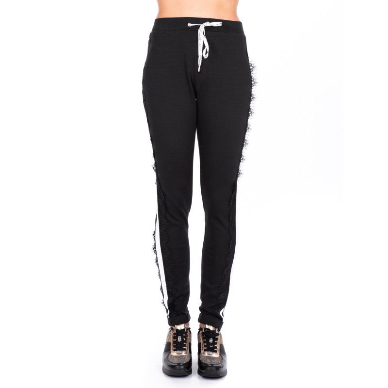 LIU-JO - CAROLINA  trousers with lace - Black/White