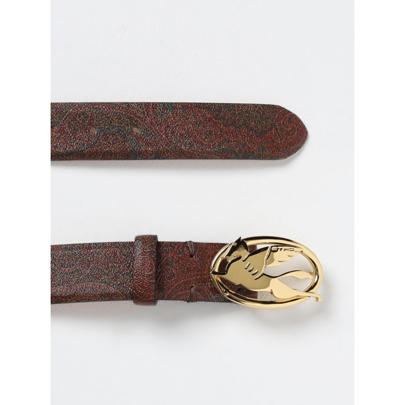 ETRO - Cintura  in cotone spalmato con fibbia oro - Fantasia