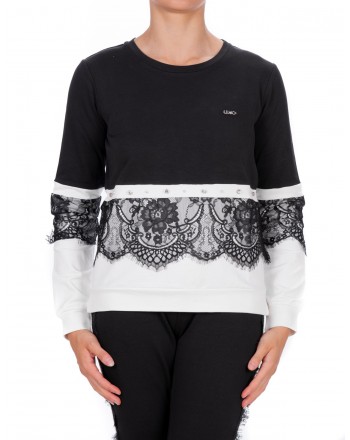 LIU-JO - CAROLINA Sweatshirt with Lace - Black/White
