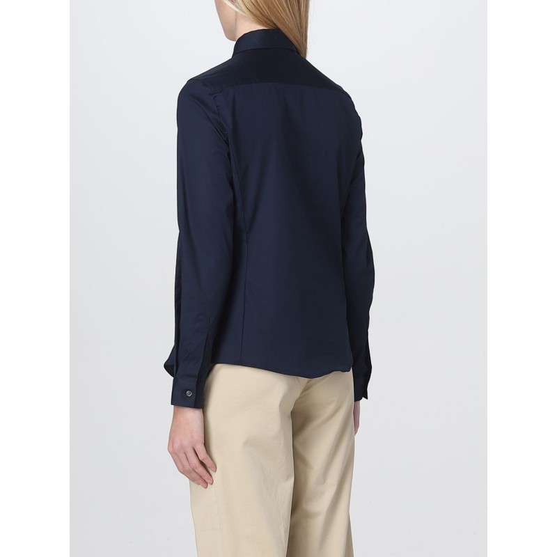 FAY - Navy Blue Spread Collar Stretch Shirt