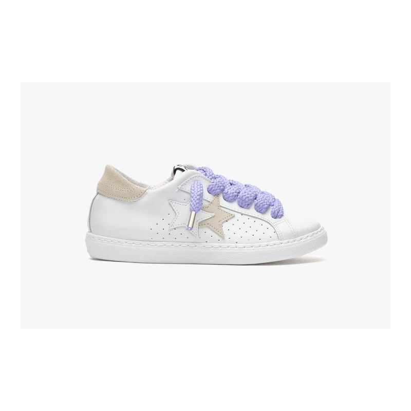 2 STAR - Leather Sneakers - White/Ice/Lilac