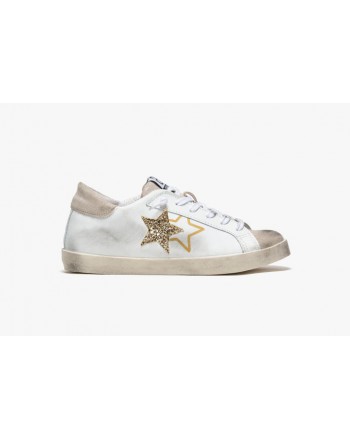 2 STAR - Leather Sneakers - White/Beige