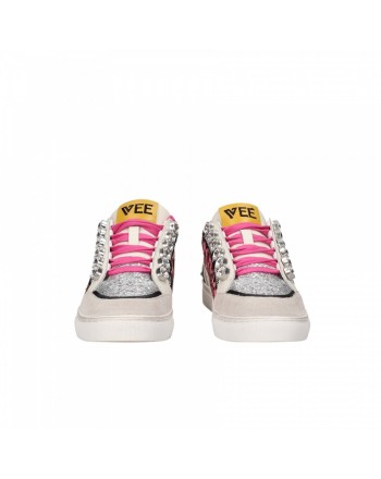 EMANUELLE VEE - Sneaker Olivia in pelle Dettagli glitter - Multi Pink