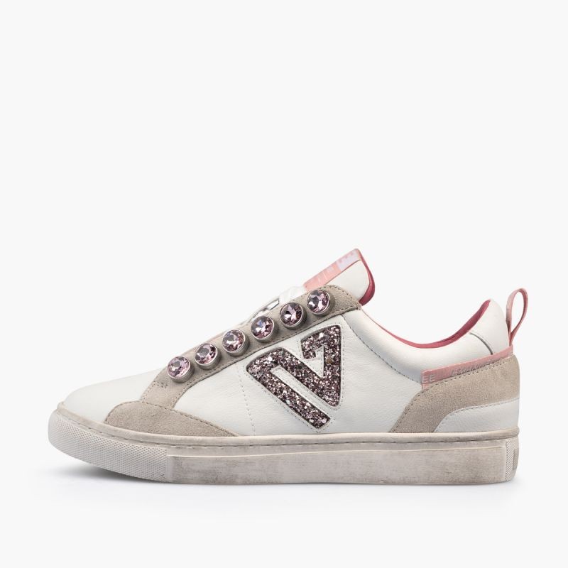 EMANUELLE VEE - Leather sneakers - White/Pink