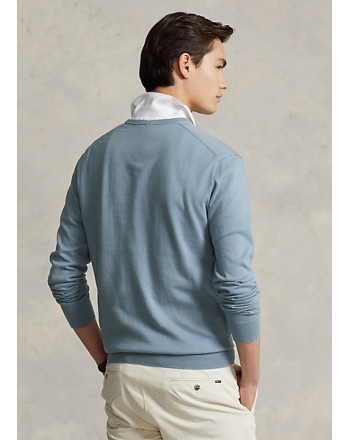 POLO RALPH LAUREN - Slim-Fit texture effect sweater - Channel Blue
