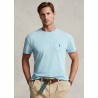POLO RALPH LAUREN - Cotton and linen t-shirt with breast pocket - Power Blue
