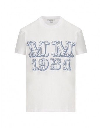 MAX  MARA - T-Shirt in Cotone MINCIO - Bianco/Celeste