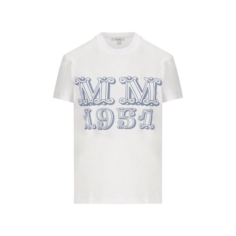 MAX MARA - MINCIO Cotton T-Shirt - White/Light Blue