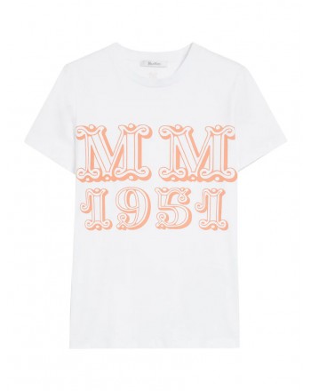 MAX MARA - MINCIO Cotton T-Shirt - White/Orange