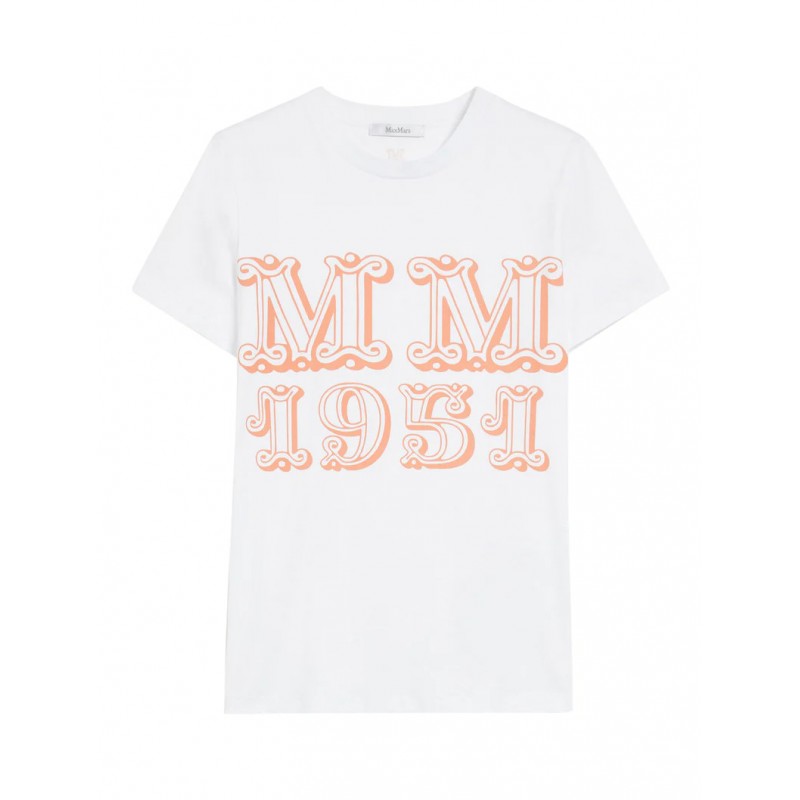 MAX  MARA - T-Shirt in Cotone MINCIO - Bianco/Arancio