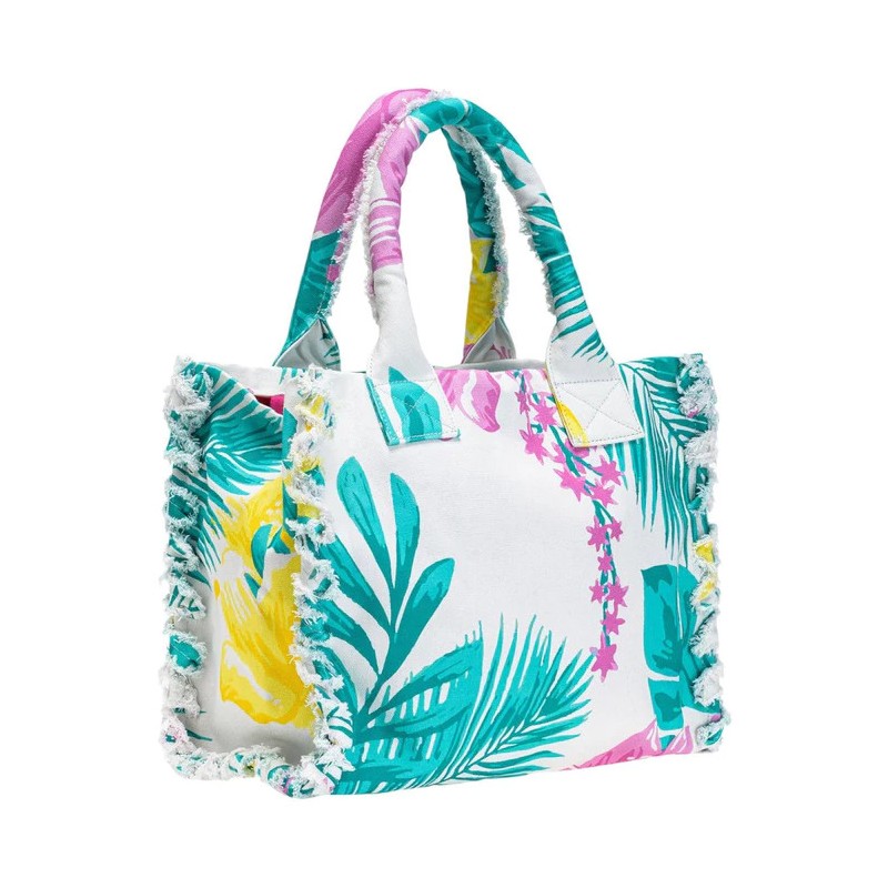 PINKO - Canvas Bag BEACH BAG - Multicolor/White