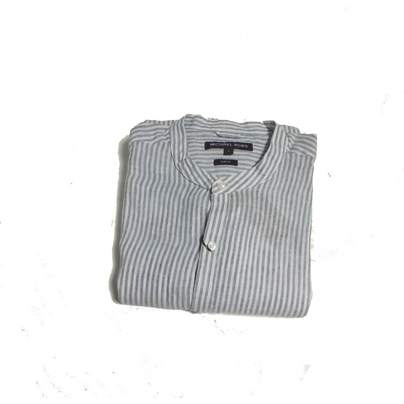 MICHAEL KORS - Striped linen shirt - Chambray