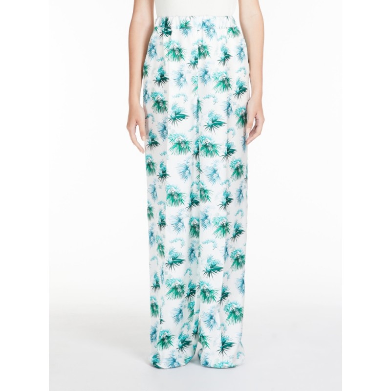 MAX MARA - UMILE Printed silk trousers - Parchment / Anise