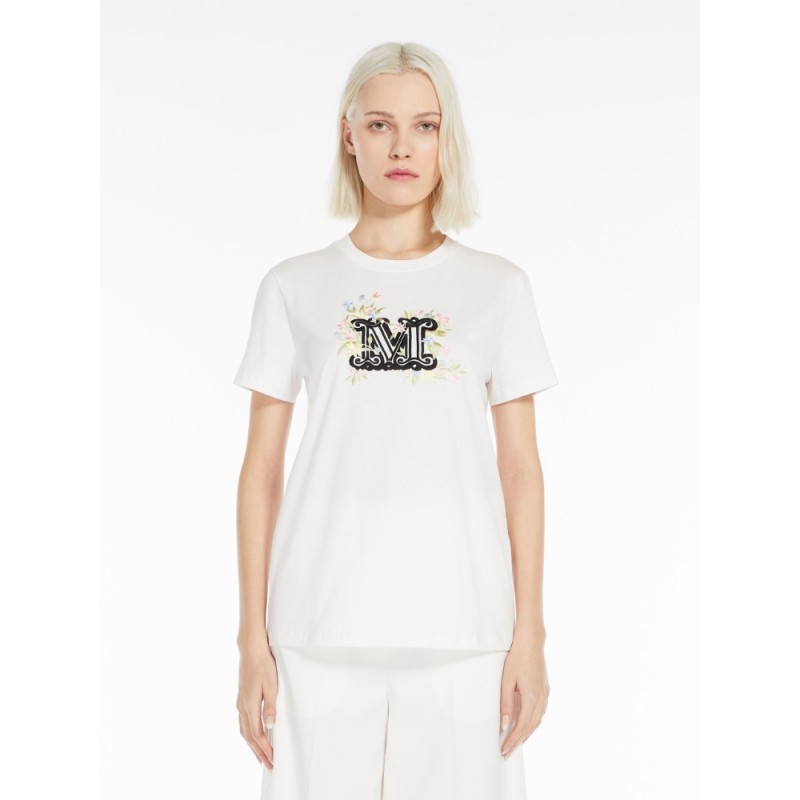 MAX MARA - Cotton T-shirt with embroidery - White