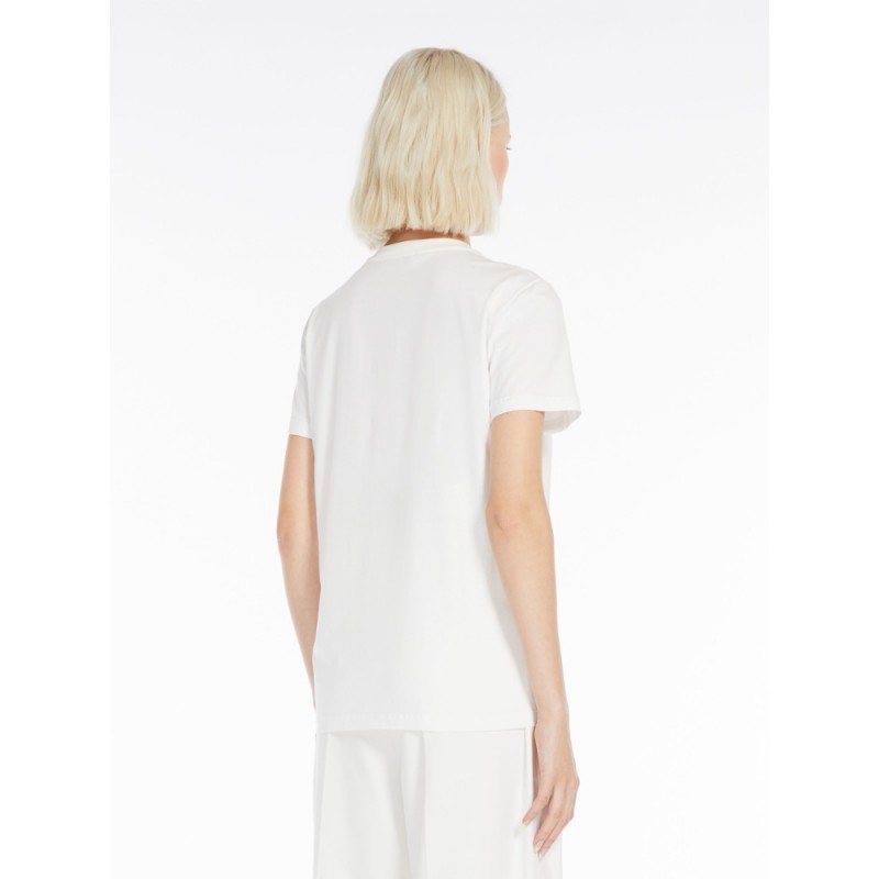 MAX MARA - T-shirt in cotone con ricamo - Bianco