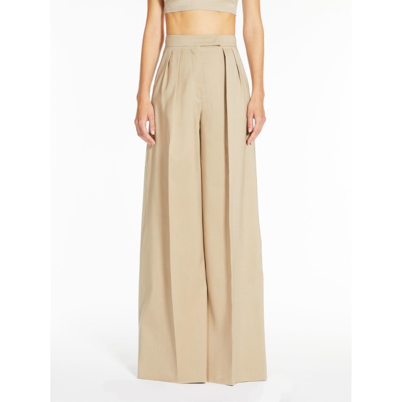MAX MARA - MIMMA Cotton Trousers with pleats - Sand