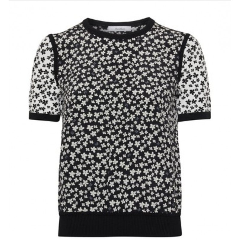 MAX MARA - FENNEC Viscose T-Shirt - White/Black