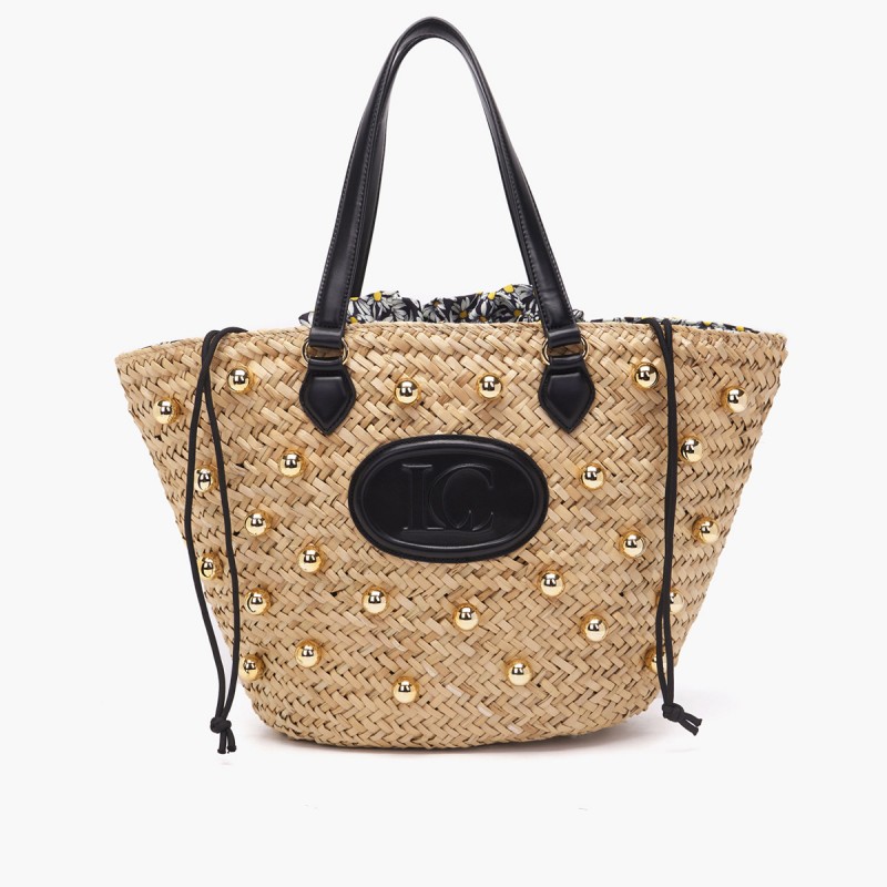 LA CARRIE - Shopping bag in raffia - Black