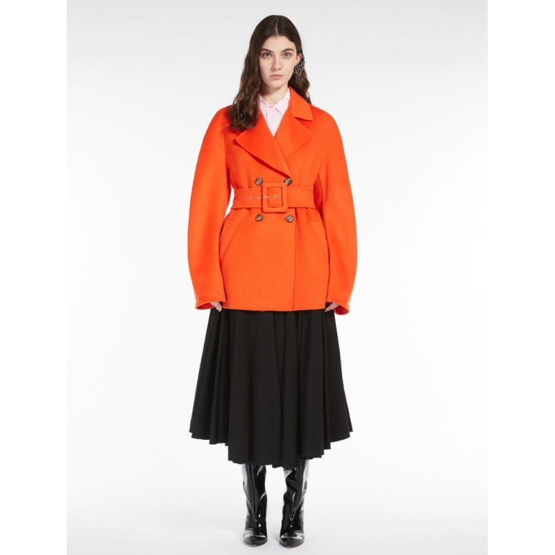 SPORTMAX - Short pea coat in wool STRAIGHT - Mandarin