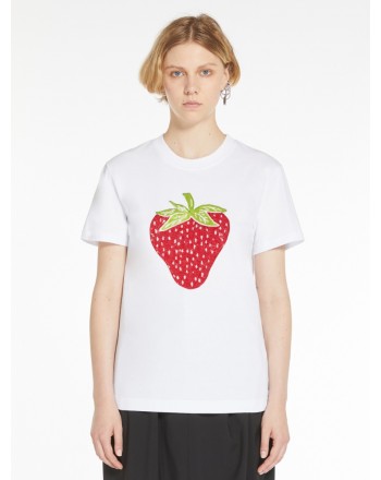 SPORTMAX - T-shirt with embroidery and sequins TACH - White/Strawberry