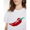 SPORTMAX - T-Shirt Con Ricami e Paillette TACH - Bianco/Peperoncino