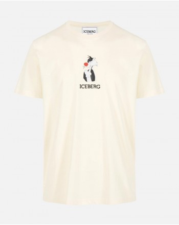 ICEBERG - T-Shirt Gatto Silvestro - Latte
