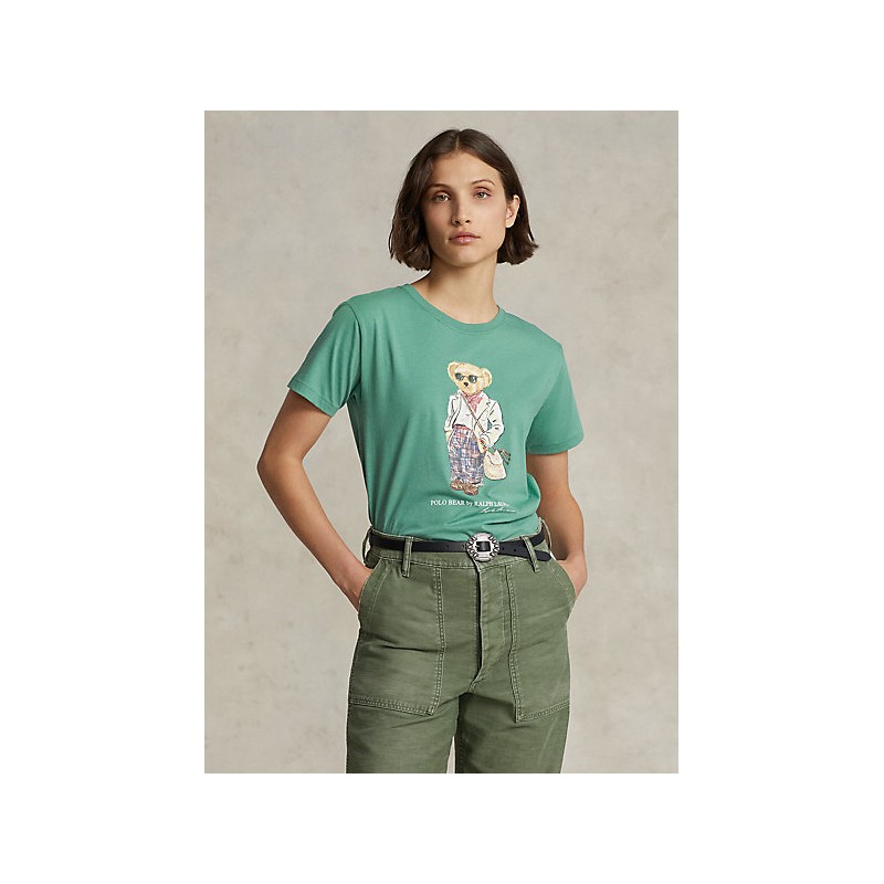 POLO RALPH LAUREN  - Cotton Polo Bear T- Shirt- Fairway Green