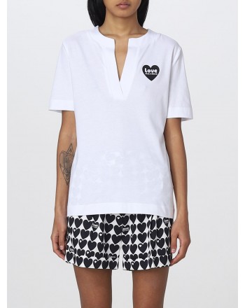 LOVE MOSCHINO - V-neck cotton T-shirt - White