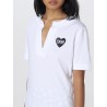 LOVE MOSCHINO - T-shirt  in cotone scollo a V - Bianco