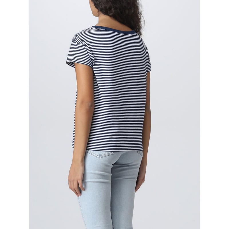 LOVE MOSCHINO - Thin striped cotton T-shirt - White / Blue